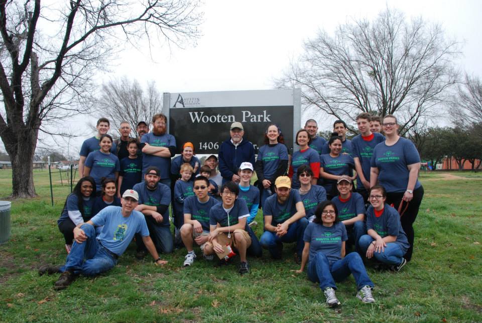 31 much-appreciated volunteers in front of the park sign